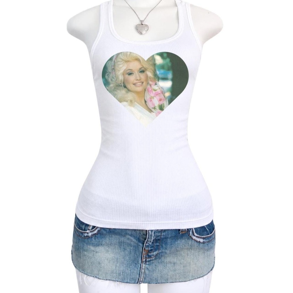 Y2K Dolly Parton Floral Heart Baby Tank Top